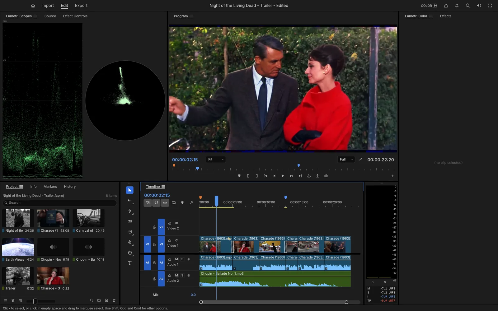 Color grading with scopes